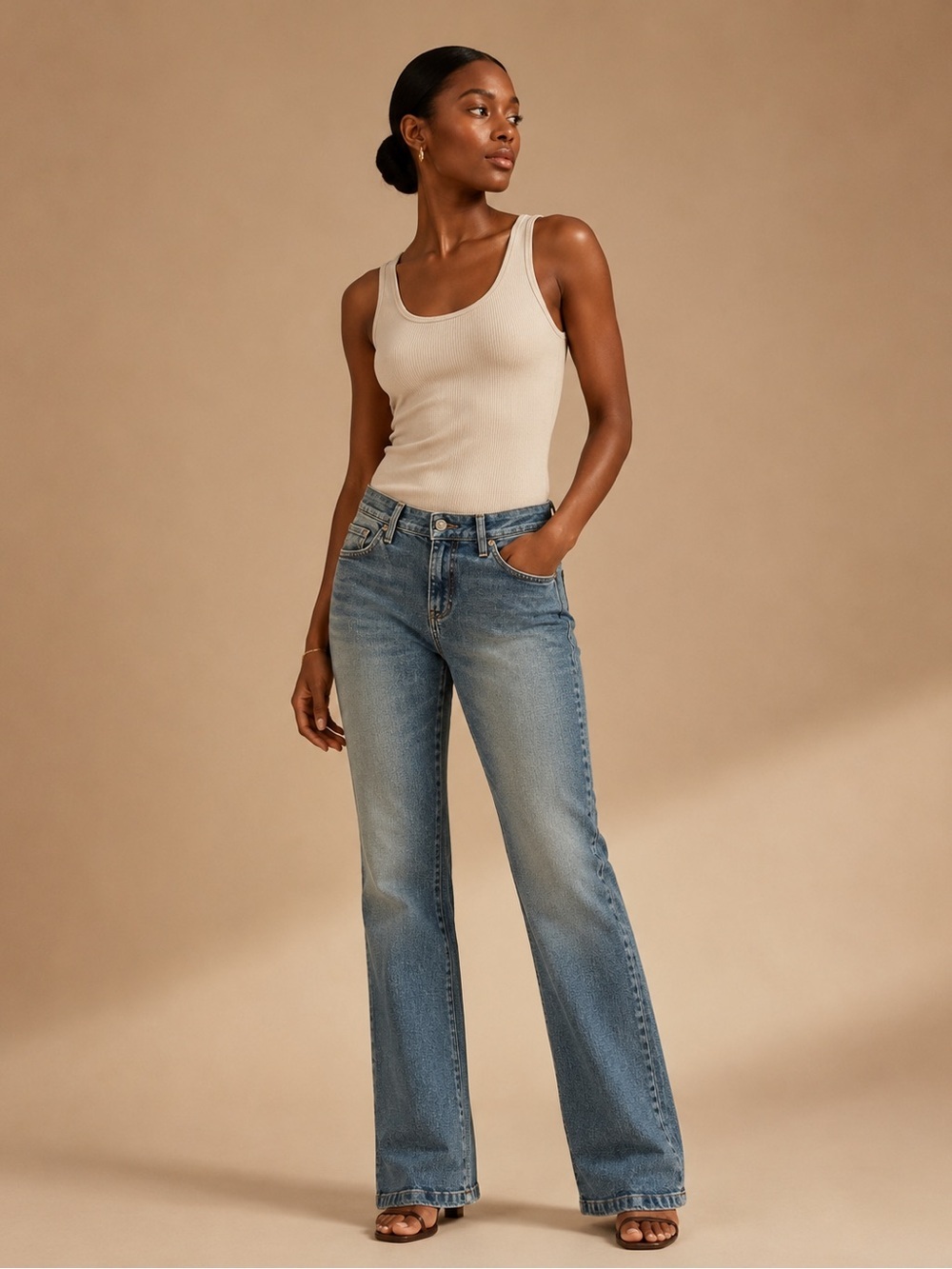 Lee Mid Rise Bootcut Jeans Women’s Denim Lower On Waist Blue Jeans 8S